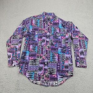 Vintage Frontier Series Shirt Mens‎ Large Purple Western Aztec Southwestern 90s